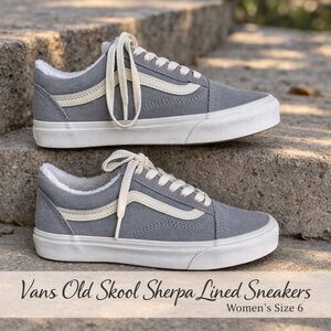 Vans Old Skool Gray Suede Sherpa Lined Sneakers Women’s Size 6